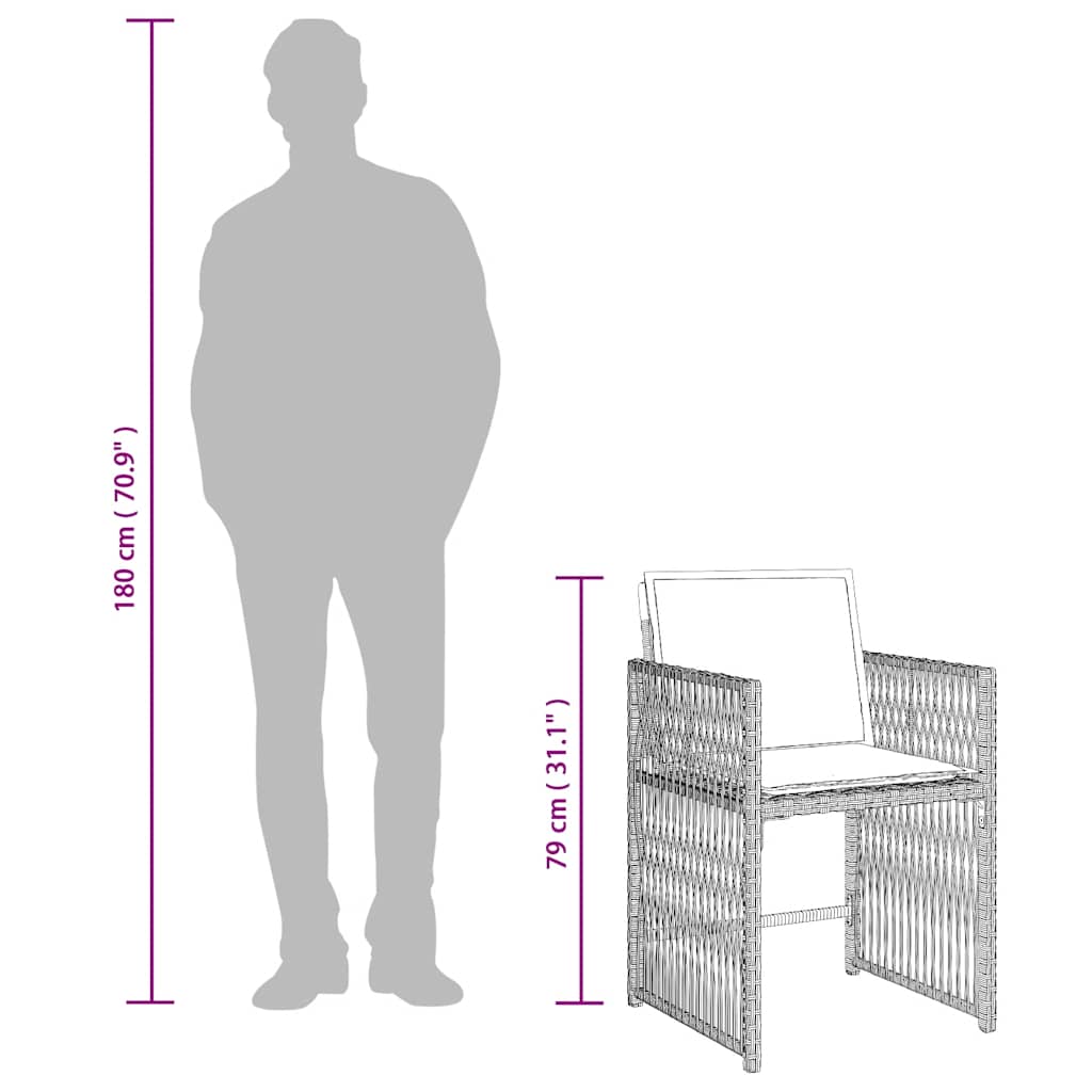 vidaXL 15 Piece Garden Dining Set with Cushions Light Grey Poly Rattan