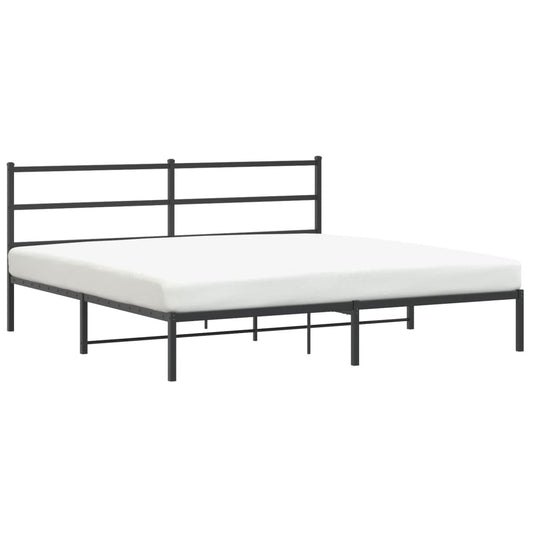 vidaXL Metal Bed Frame without Mattress with Headboard Black 180x200cm