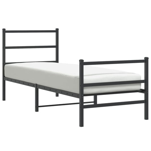vidaXL Metal Bed Frame without Mattress with Footboard Black 80x200cm