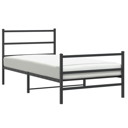 vidaXL Metal Bed Frame without Mattress with Footboard Black 100x200cm