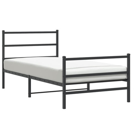 vidaXL Metal Bed Frame without Mattress with Footboard Black 107x203cm