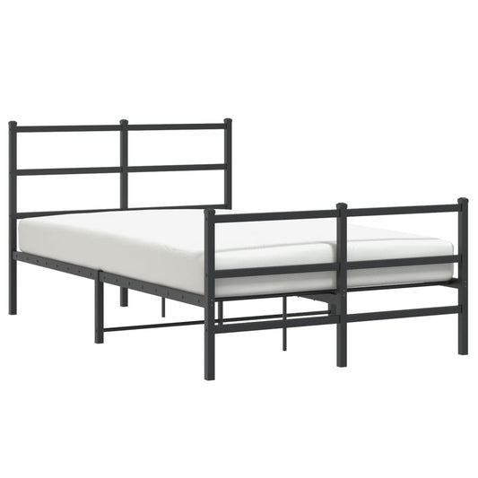 vidaXL Metal Bed Frame without Mattress with Footboard Black 120x190cm