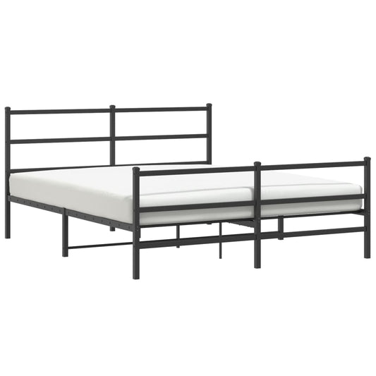 vidaXL Metal Bed Frame without Mattress with Footboard Black 150x200cm