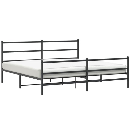 vidaXL Metal Bed Frame without Mattress with Footboard Black 183x213cm