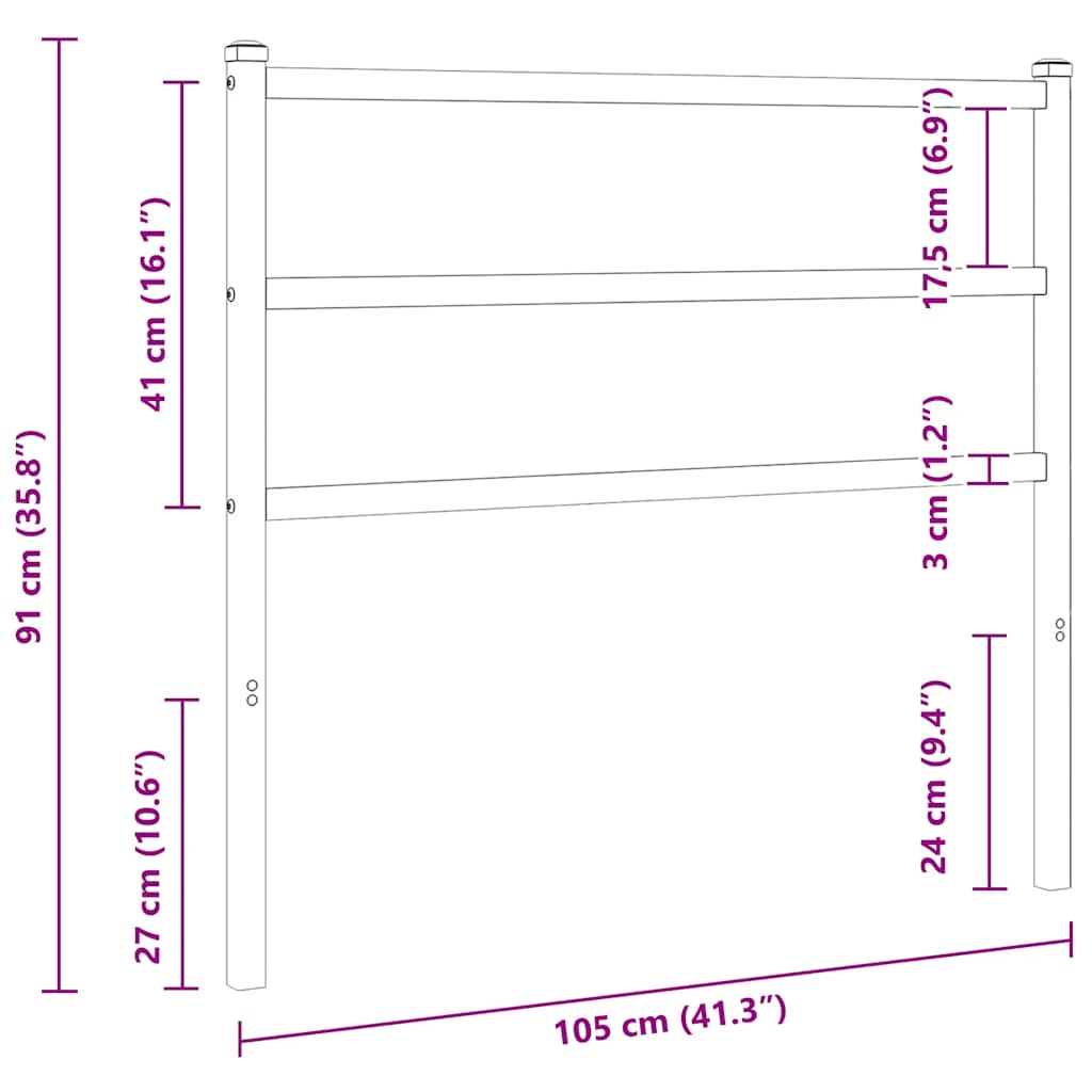 vidaXL Metal Replace Headboard Black 100 cm