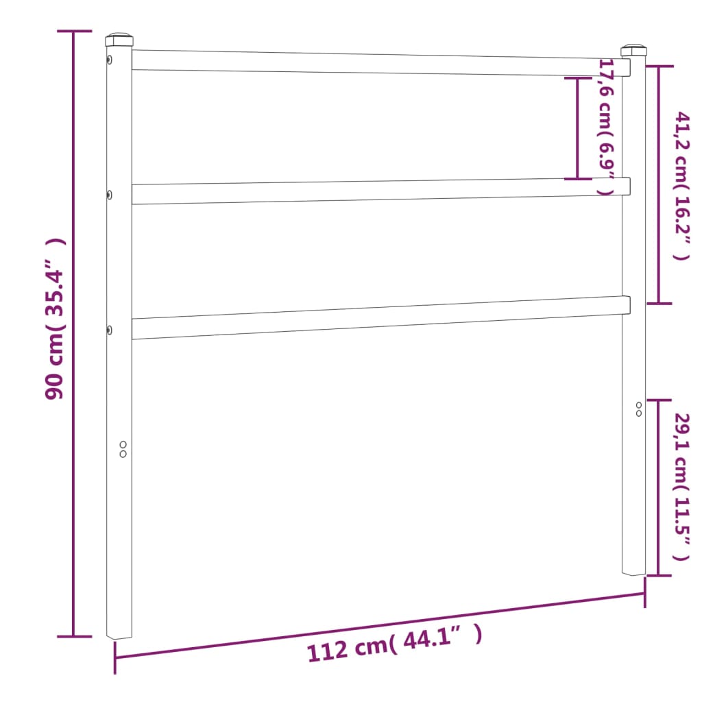vidaXL Metal Replace Headboard Black 107 cm