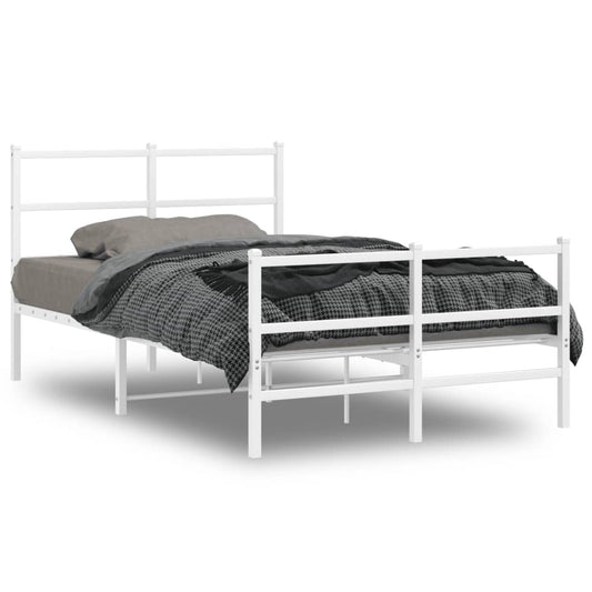vidaXL Metal Bed Frame without Mattress with Footboard White 120x190cm