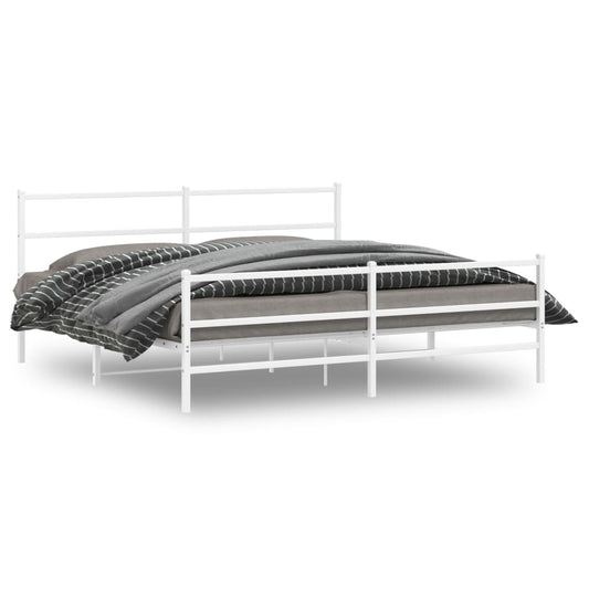 vidaXL Metal Bed Frame without Mattress with Footboard White 183x213cm