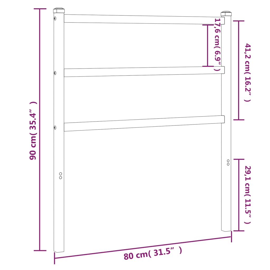 vidaXL Metal Replace Headboard White 75 cm