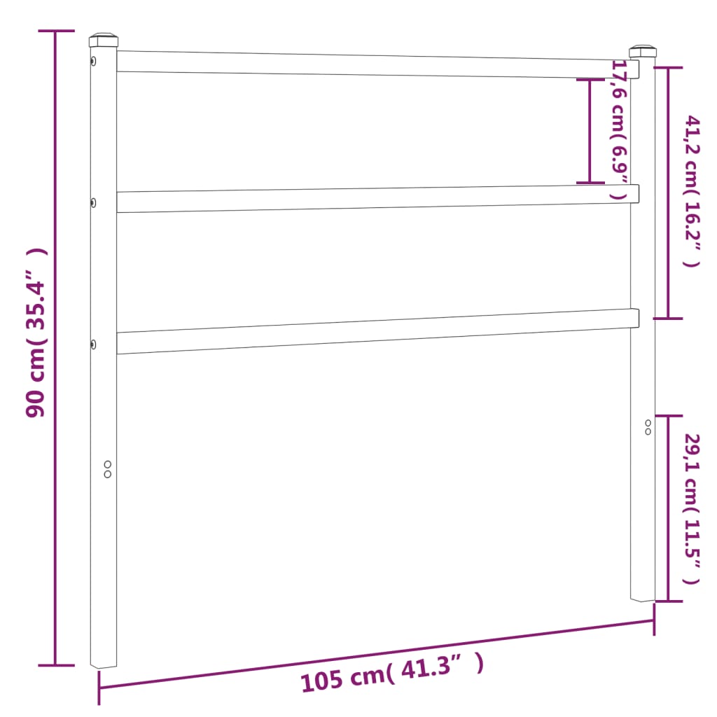 vidaXL Metal Replace Headboard White 100 cm