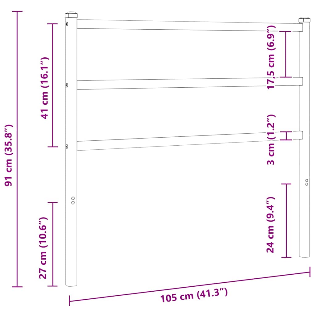 vidaXL Metal Replace Headboard White 100 cm