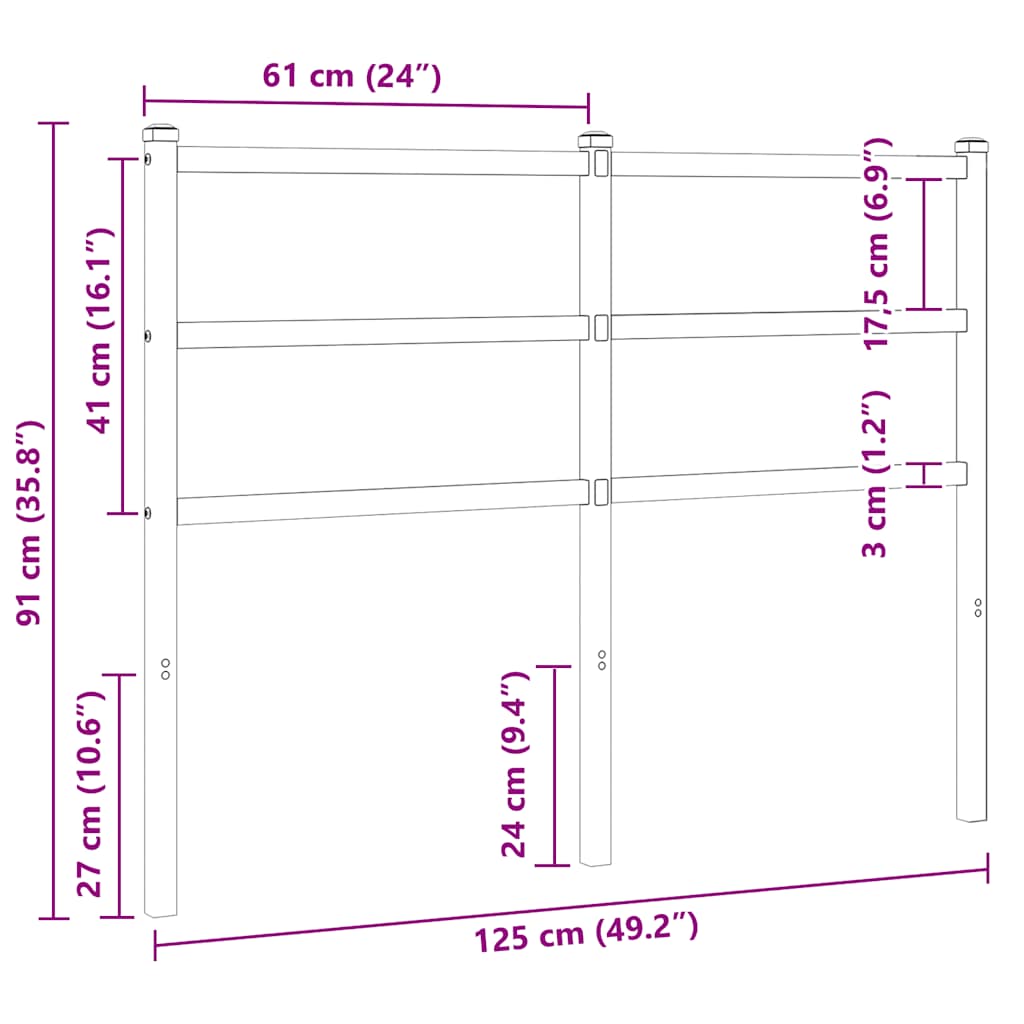 vidaXL Metal Replace Headboard White 120 cm