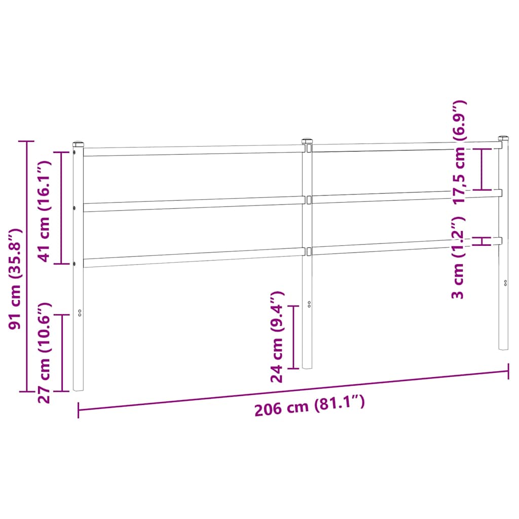 vidaXL Metal Replace Headboard White 200 cm