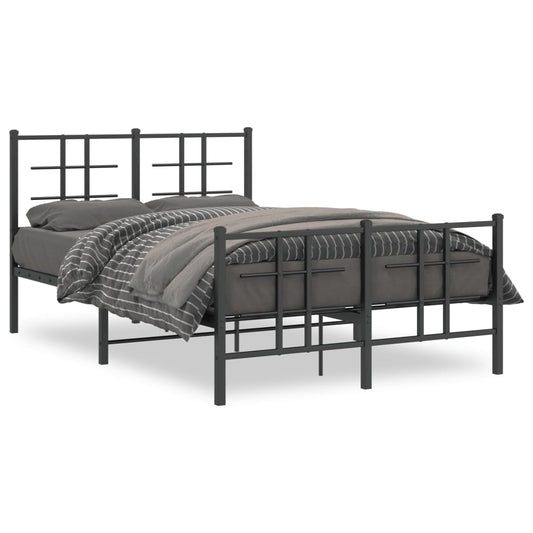 vidaXL Bed Frame | Black | Powder-coated Steel | Small Double | Bed Frame