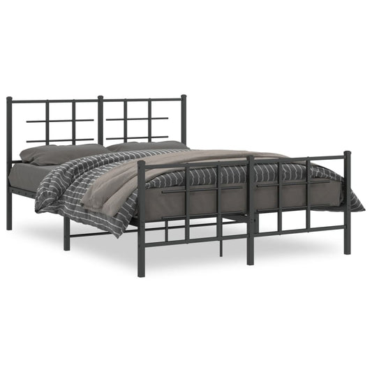 vidaXL Bed Frame | Black | Powder-Coated Steel | 140x190 cm | Modern | Bed Frame