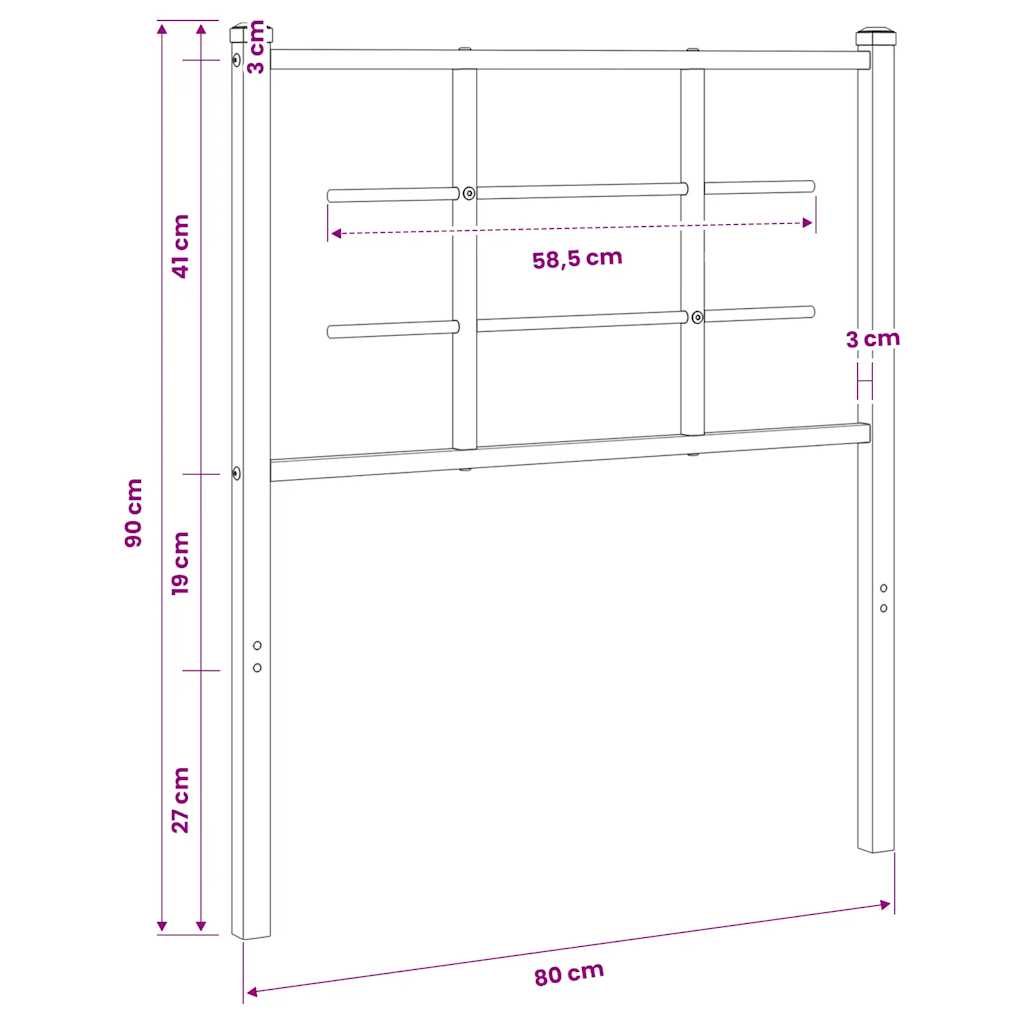 vidaXL Metal Replace Headboard White 75 cm