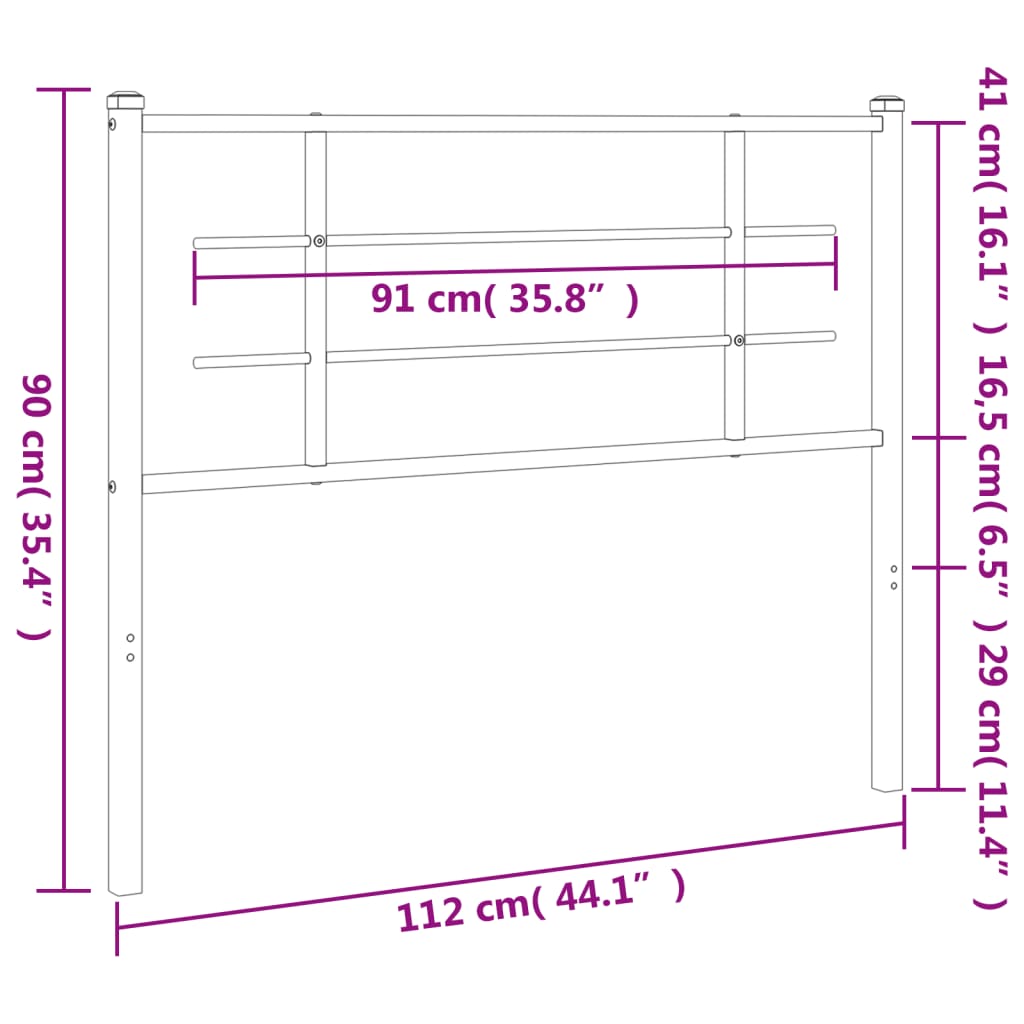 vidaXL Metal Replace Headboard White 107 cm