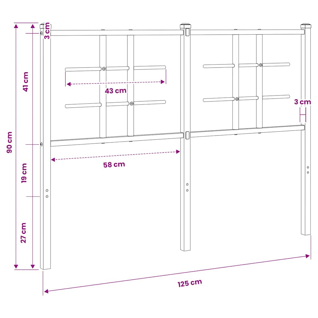 vidaXL Metal Replace Headboard White 120 cm