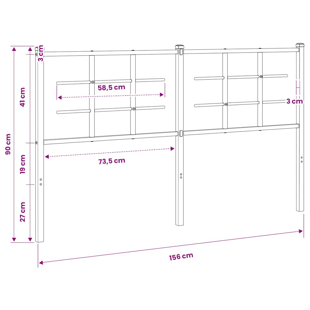 vidaXL Metal Replace Headboard White 150 cm