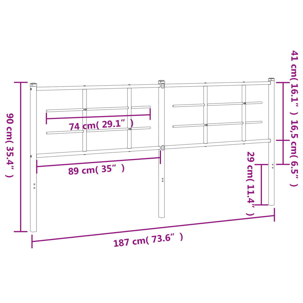 vidaXL Metal Replace Headboard White 180 cm