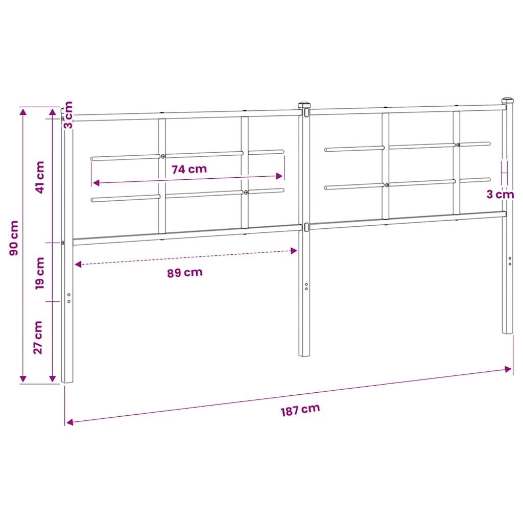 vidaXL Metal Replace Headboard White 180 cm