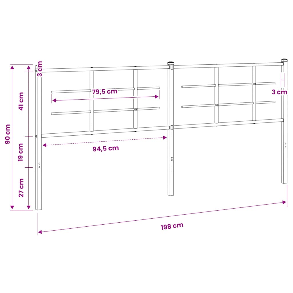 vidaXL Metal Replace Headboard White 193 cm