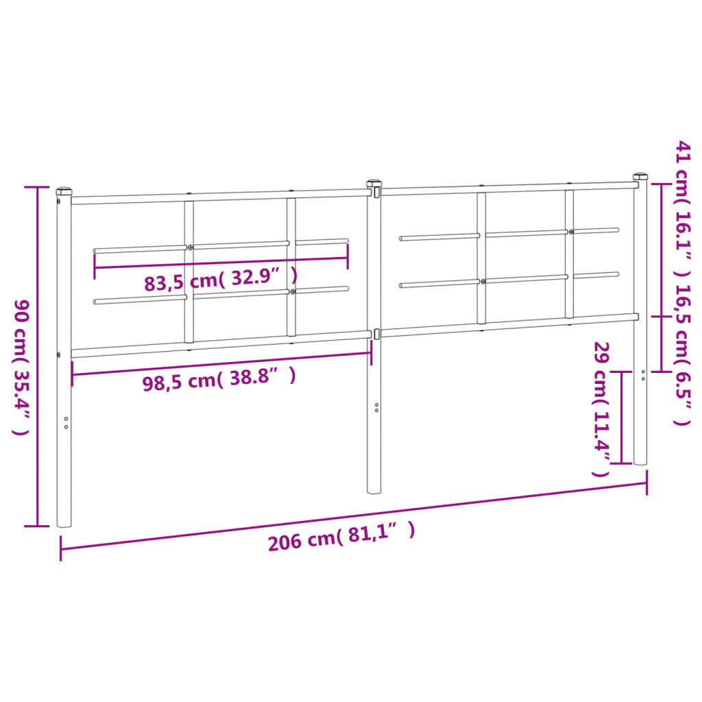 vidaXL Metal Replace Headboard White 200 cm