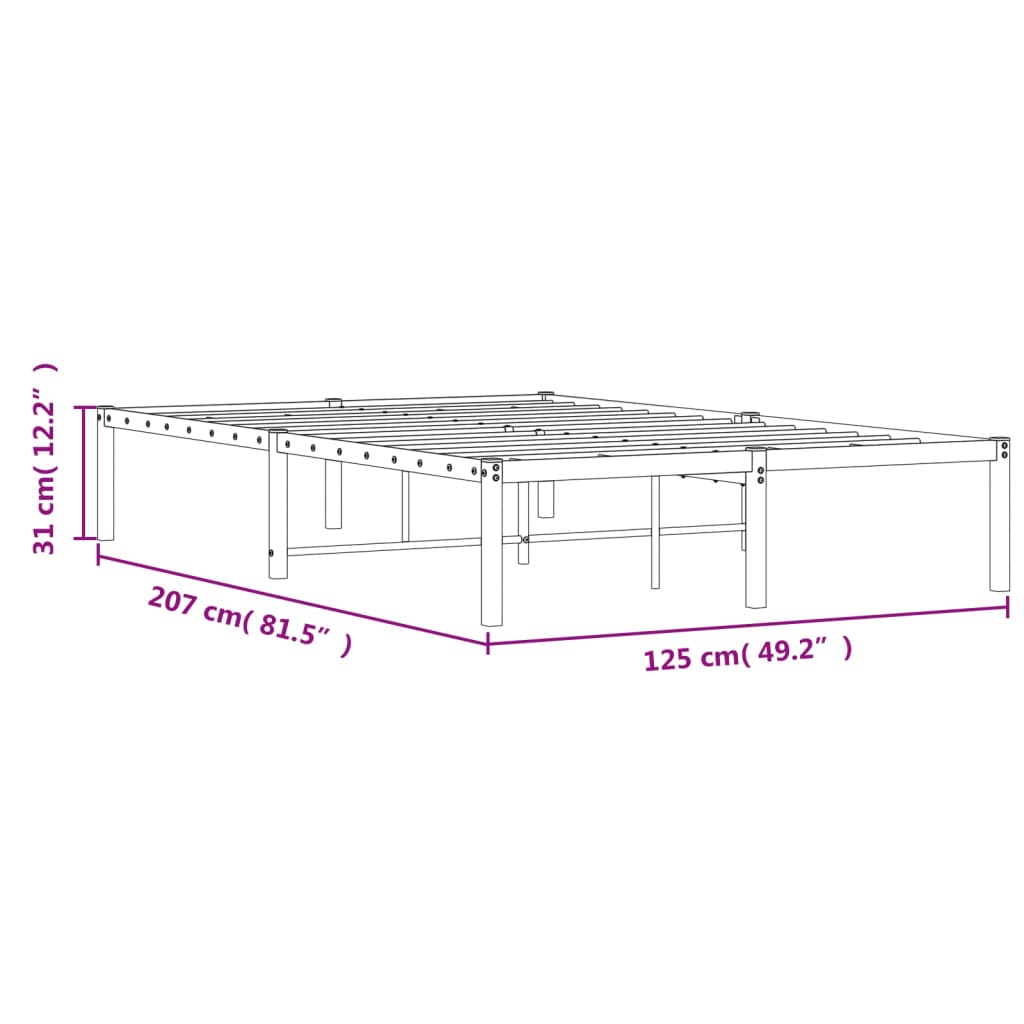 vidaXL Metal Bed Frame without Mattress Black 120x200cm