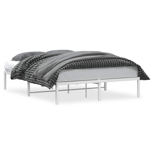 vidaXL Metal Bed Frame without Mattress White 135x190cm