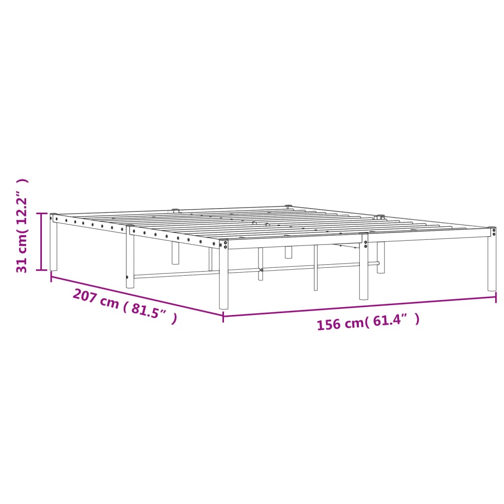 vidaXL Metal Bed Frame without Mattress White 150x200cm