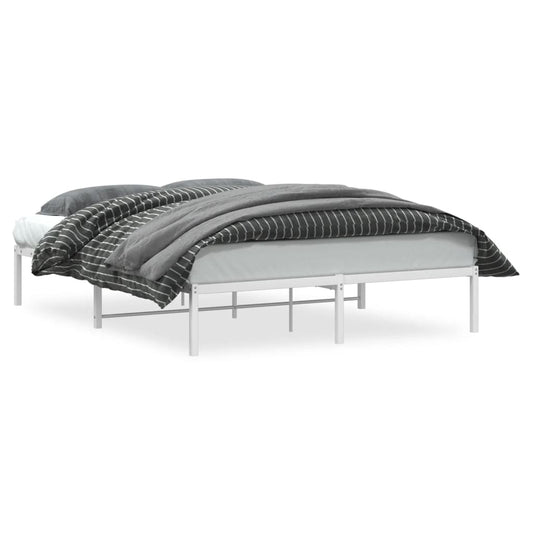 vidaXL Metal Bed Frame without Mattress White 160x200cm