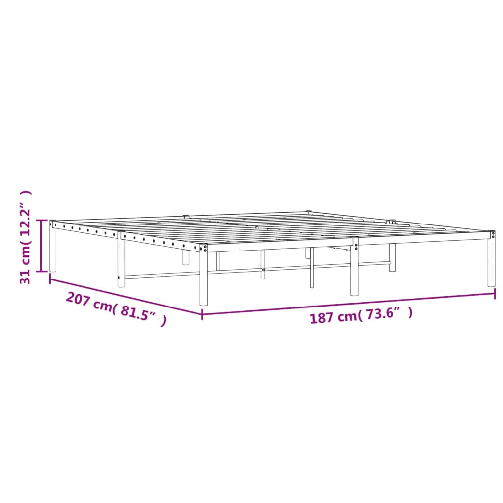 vidaXL Metal Bed Frame without Mattress White 180x200cm