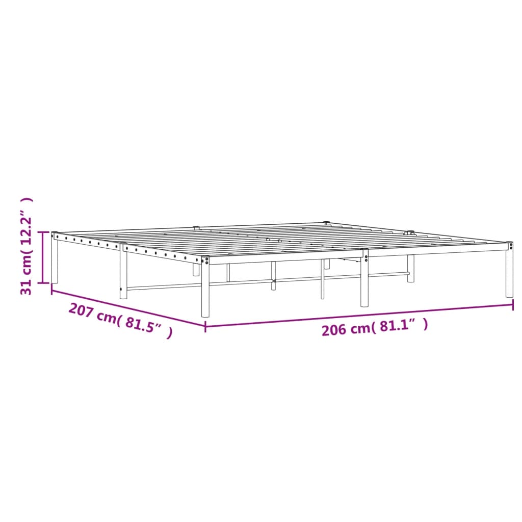 vidaXL Metal Bed Frame without Mattress White 200x200cm