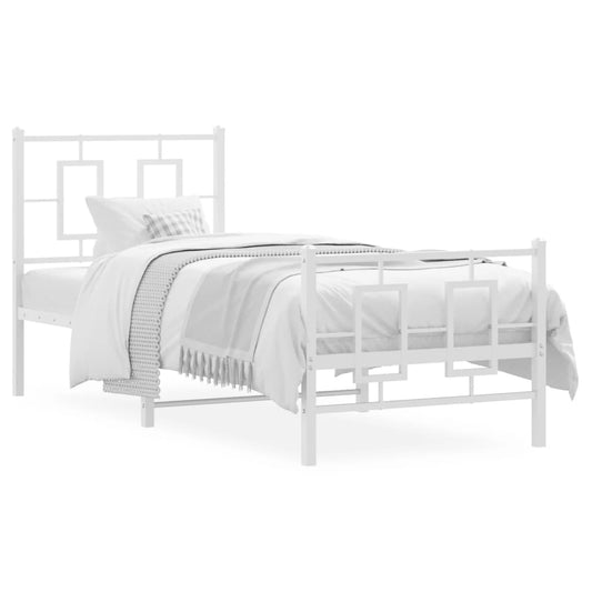 vidaXL Bed Frame | White | Powder-coated steel | Single | Bed Frame