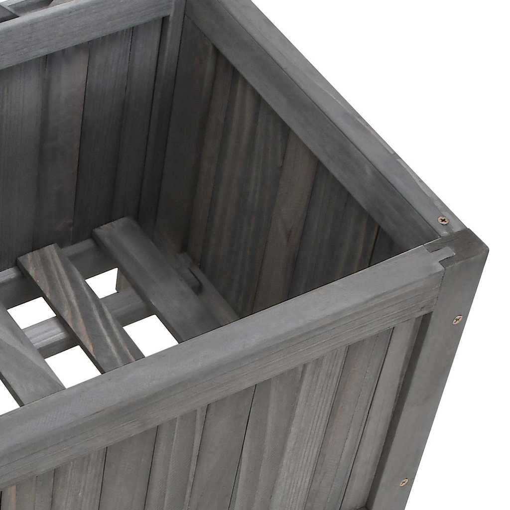vidaXL Planter with Trellis Grey 40x30x90 cm Solid Wood Fir