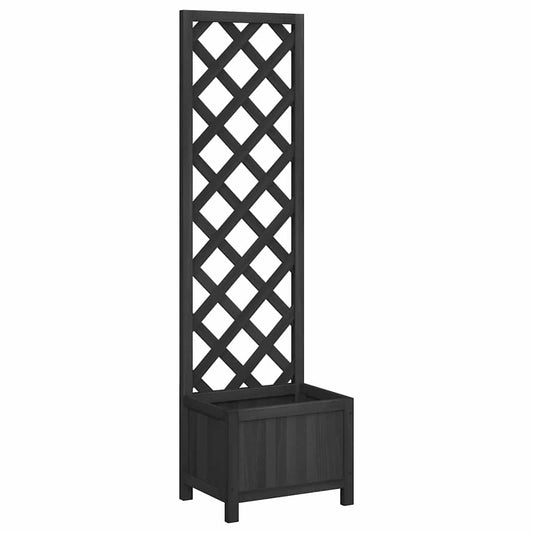 vidaXL Planter with Trellis Black 40x30x135 cm cmSolid Wood Fir