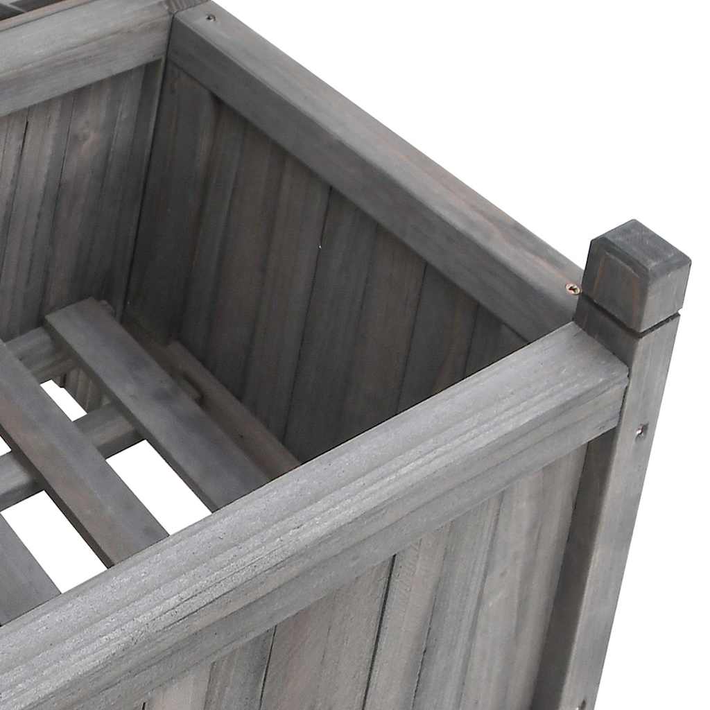 vidaXL Planter with Trellis Grey 40x30x90 cm Solid Wood Fir