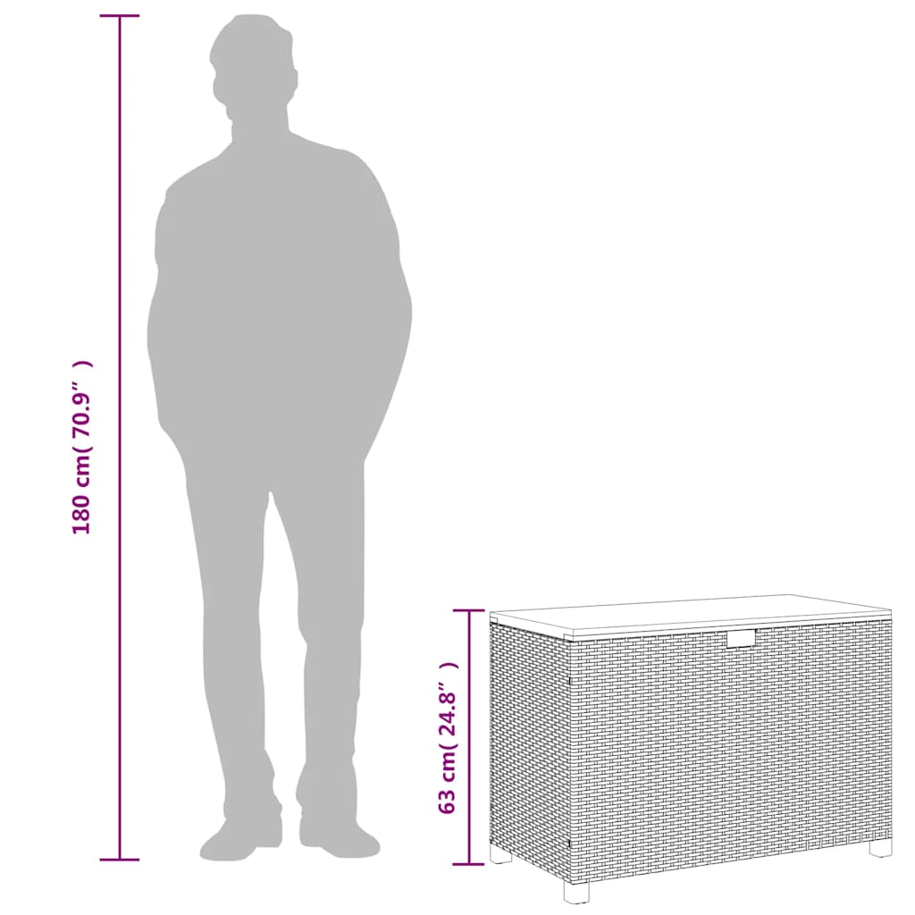 vidaXL Garden Storage Box Grey 110x55x63 cm Poly Rattan Acacia Wood