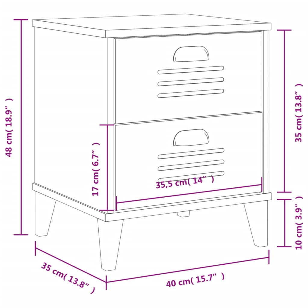 vidaXL Bedside Cabinet VIKEN Anthracite Grey Engineered Wood