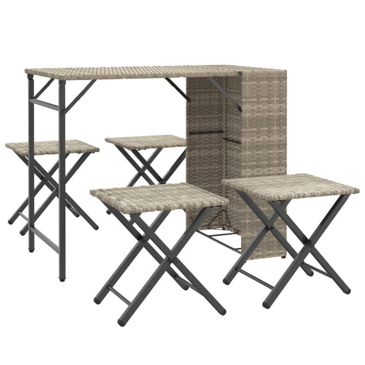 vidaXL 5 Piece Garden Camping Set Foldable Light Grey Poly Rattan