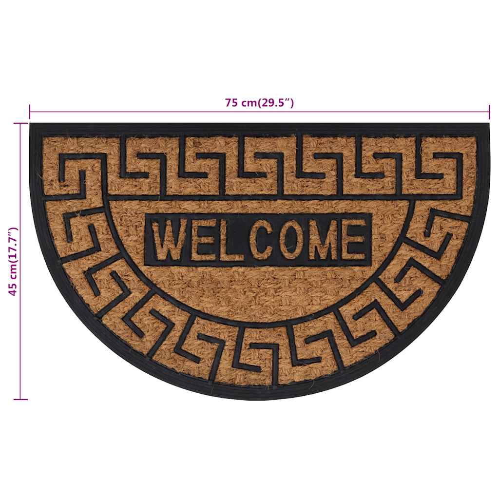 vidaXL Door Mat Half Round 45x75 cm Rubber and Coir