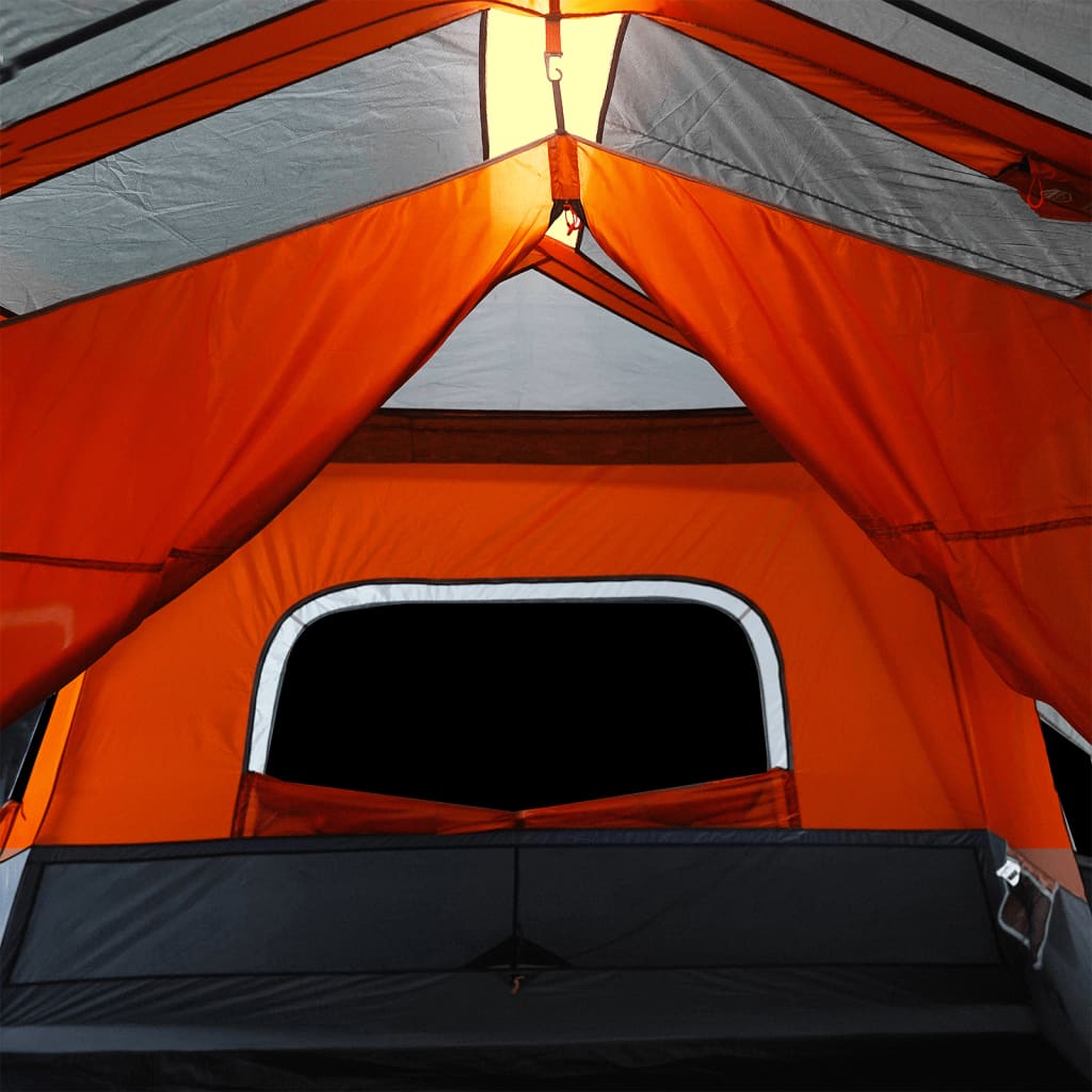 vidaXL Family Tent with LED 10-Person Light Grey&Orange Quick Release