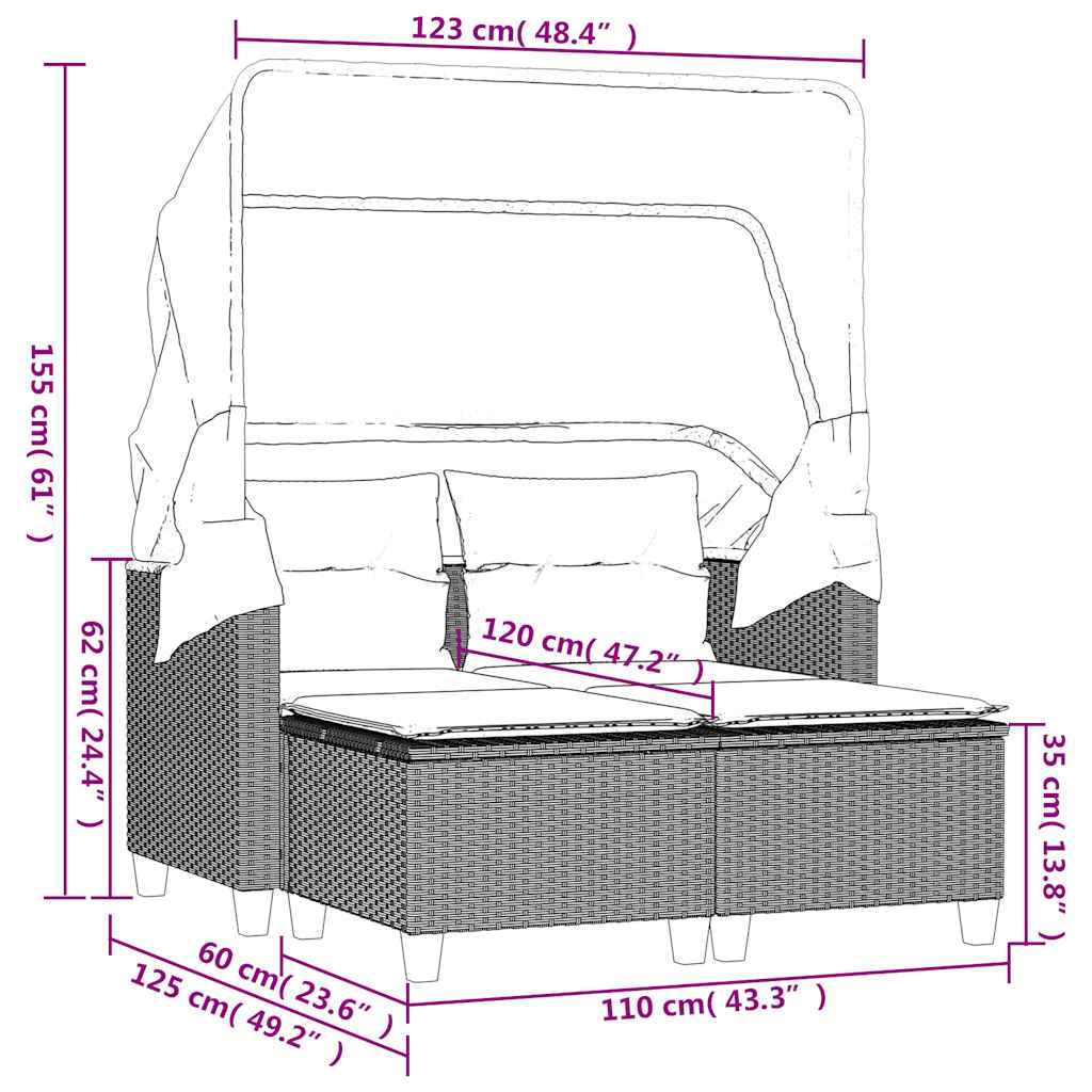 vidaXL Garden Sofa | Black