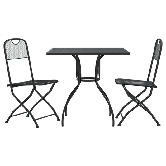 vidaXL Garden Dining Set | Anthracite | Expanded metal mesh | Compact | Foldable