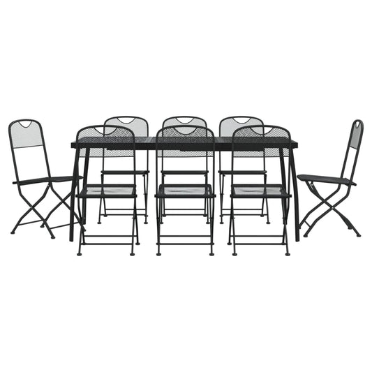 vidaXL Garden Dining Set | Anthracite | Metal | Medium | Foldable