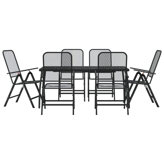 vidaXL 7 Piece Garden Dining Set Anthracite Metal Mesh