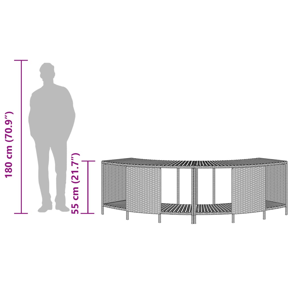 vidaXL Storage Shelves for Hot Tub 2 pcs Grey Poly Rattan