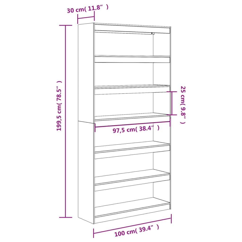 vidaXL Book Cabinet/Room Divider 100x30x199,5 cm Solid Wood Pine