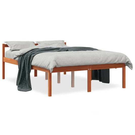 vidaXL Senior Bed without Mattress Wax Brown 135x190 cm Solid Wood Pine