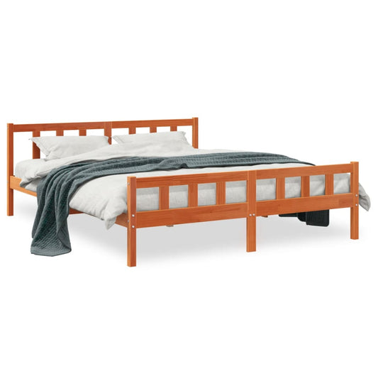 vidaXL Bed Frame without Mattress Wax Brown 160x200 cm Solid Wood Pine